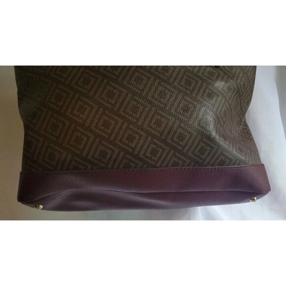 Liz Claiborne Signature Logo Handbag & Wallet Large Burgundy & Brown Purse Tote - Picture 7 of 16
